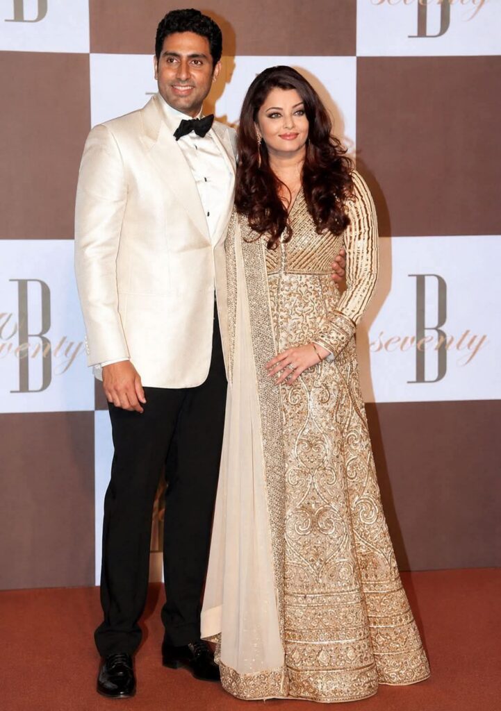 Aishwarya Rai Inspired Snow White Gold Anarkali Gown - FIND5STAR